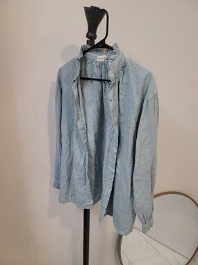 Poudre Organic Denim Button Down Shirt Women’s S Light Blue